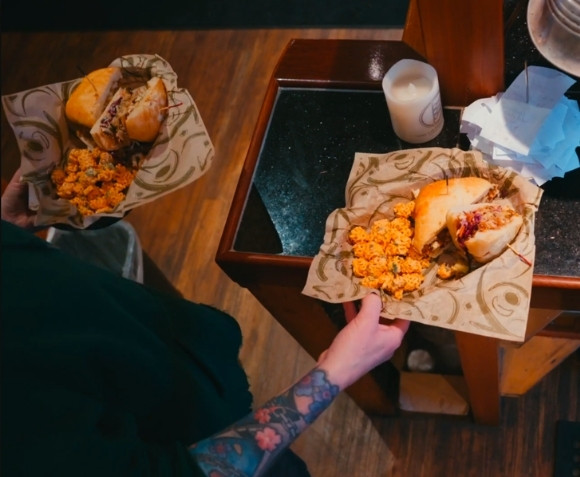 Fresh sandwiches and sides prepared for outdoor dining at Bonsai Brewing Project in Whitefish, MT